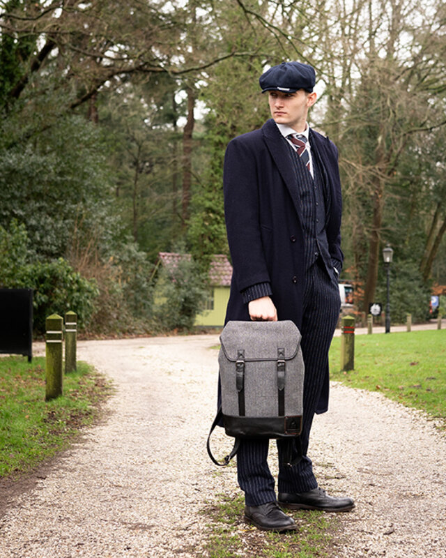 Danny - Mochila de tweed - Gris/Negro
