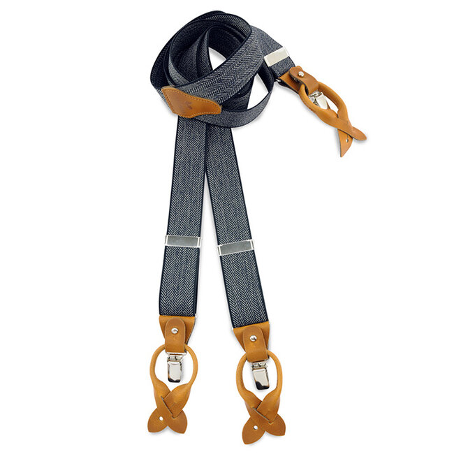Sir Redman Elegant Suspenders | Blue herringbone | Traditional Suspenders for men