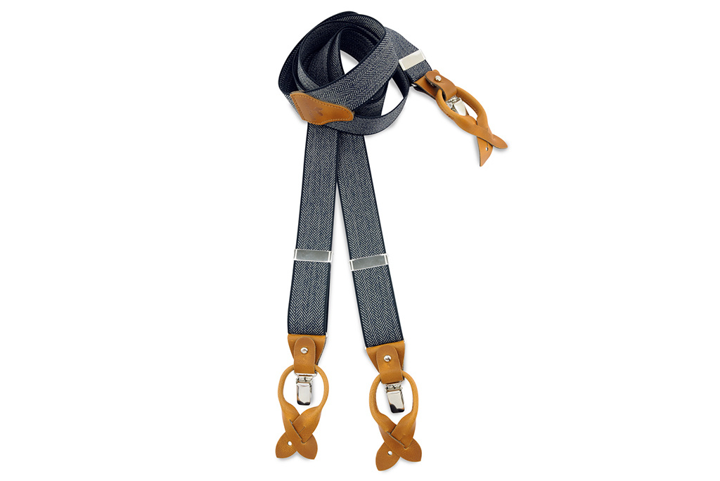 Sir Redman Elegant Suspenders | Blue herringbone | Traditional Suspenders for men