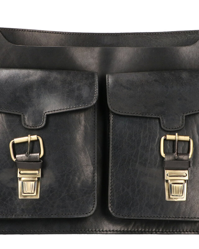 Orange Fire Dokterstas | Zwart | Lederen tas | Tuigleer | Vintage