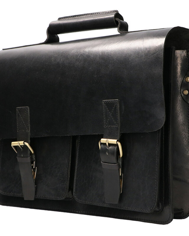 Orange Fire Doctor's bag | Black | Leather bag | Harness leather | Vintage