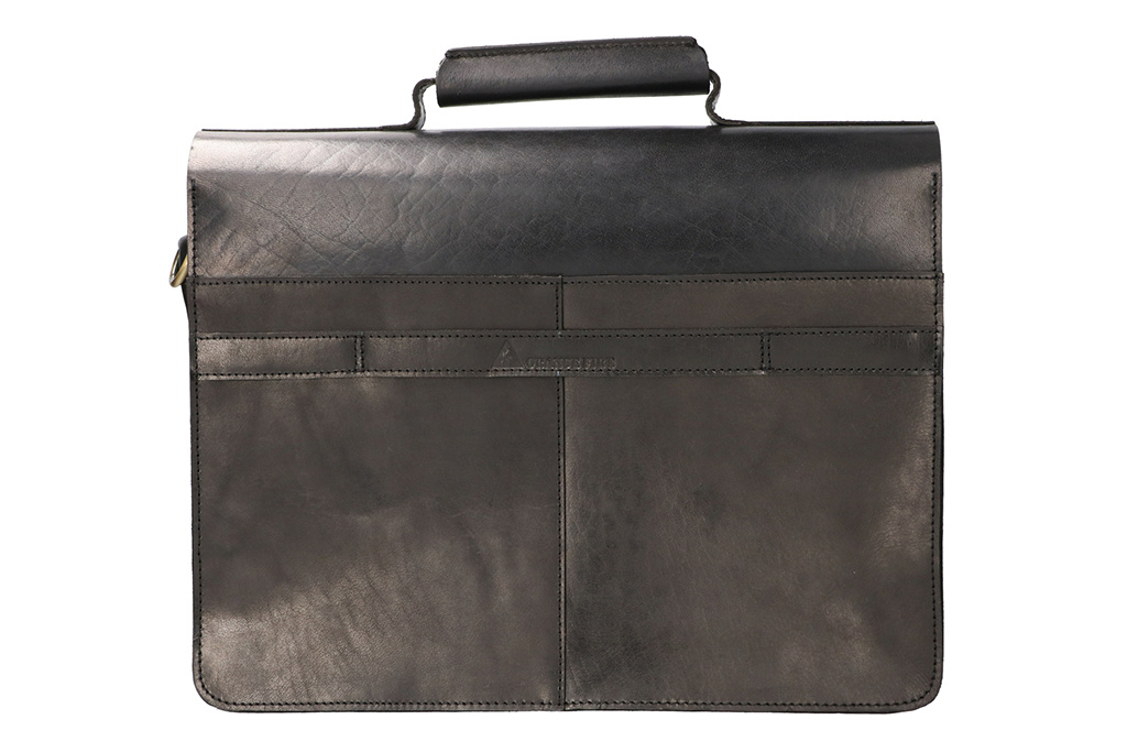 Orange Fire Sac de médecin | Noir | Sac en cuir | Cuir de selle | Vintage