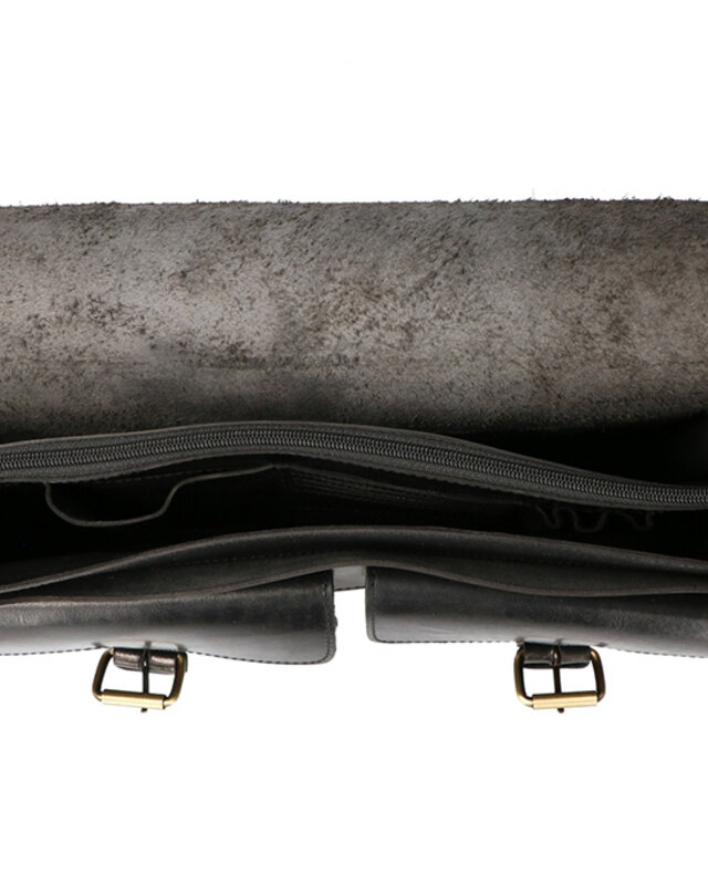 Orange Fire Sac de médecin | Noir | Sac en cuir | Cuir de selle | Vintage