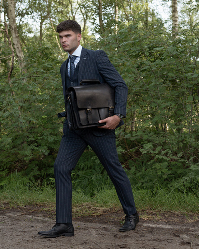 Orange Fire Sac de médecin | Noir | Sac en cuir | Cuir de selle | Vintage