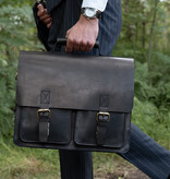 Orange Fire Arztetasche | Schwarz | Leder Tasche | Rindsleder | Vintage
