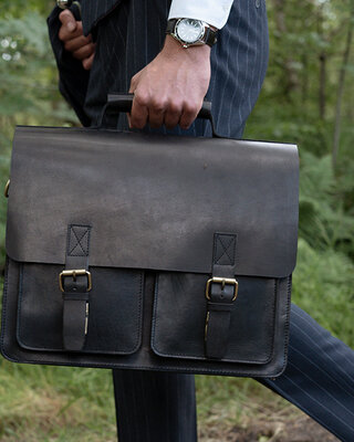 Orange Fire Dokterstas | Zwart | Lederen tas | Tuigleer | Vintage