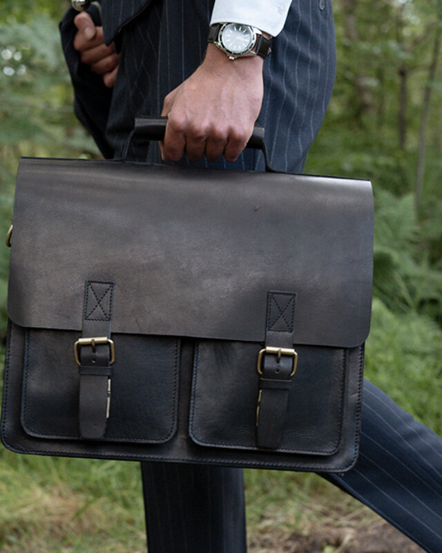 Orange Fire Dokterstas | Zwart | Lederen tas | Tuigleer | Vintage