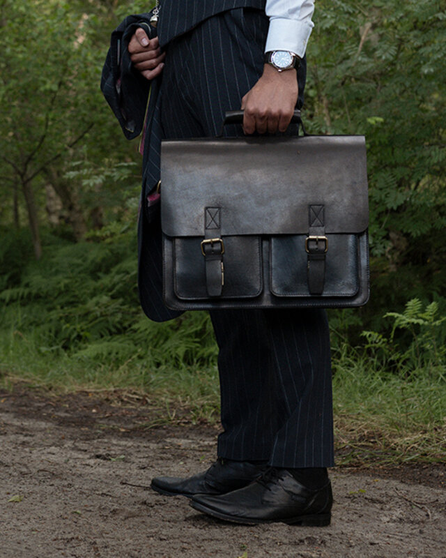 Orange Fire Doctor's bag | Black | Leather bag | Harness leather | Vintage