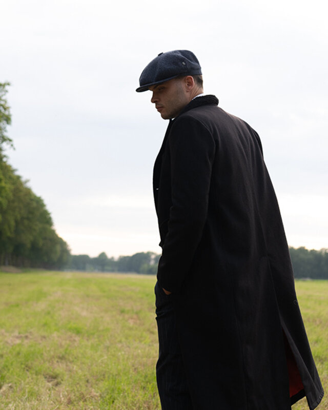 Manteau long en laine | Noir/Rouge | Homme | Style Vintage des Années 1920
