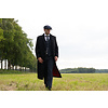 Manteau long en laine | Noir/Rouge | Homme | Style Vintage des Années 1920