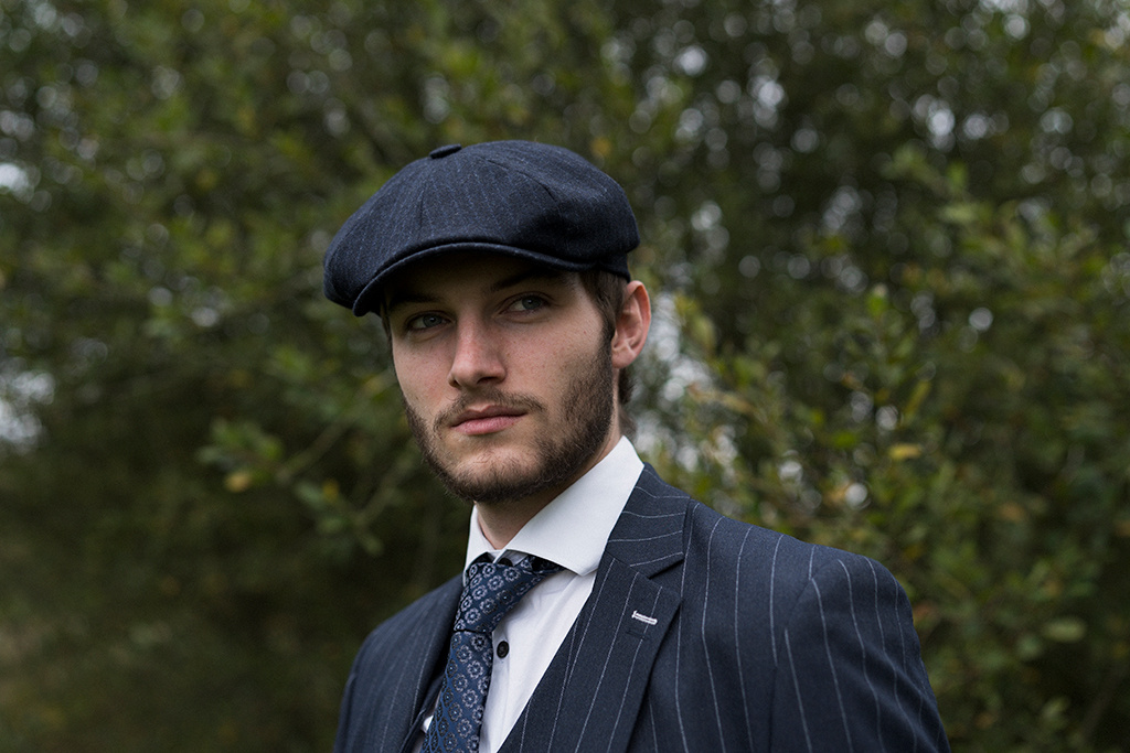 Mayser Premium Shelby pet | Blauw | Gestreept | 1920s stijl | Peaky Blinders