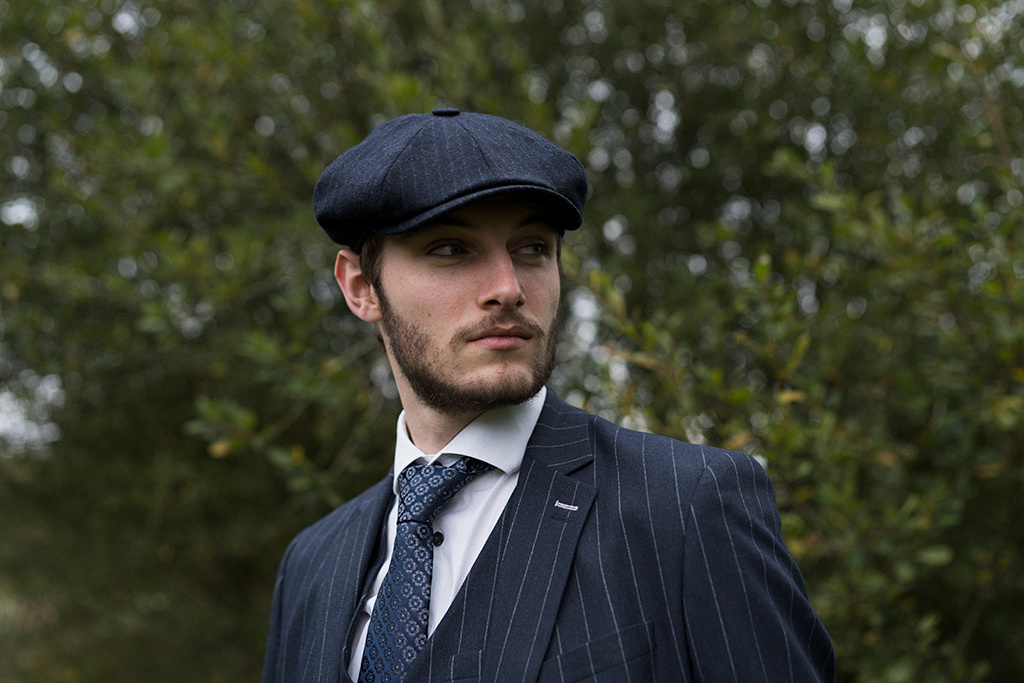 Mayser Premium Shelby pet | Blauw | Gestreept | 1920s stijl | Peaky Blinders