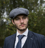Mayser Herren Flatcap | Englische Kappe | Grau gestreift | Vintage | 1920 | Mayser