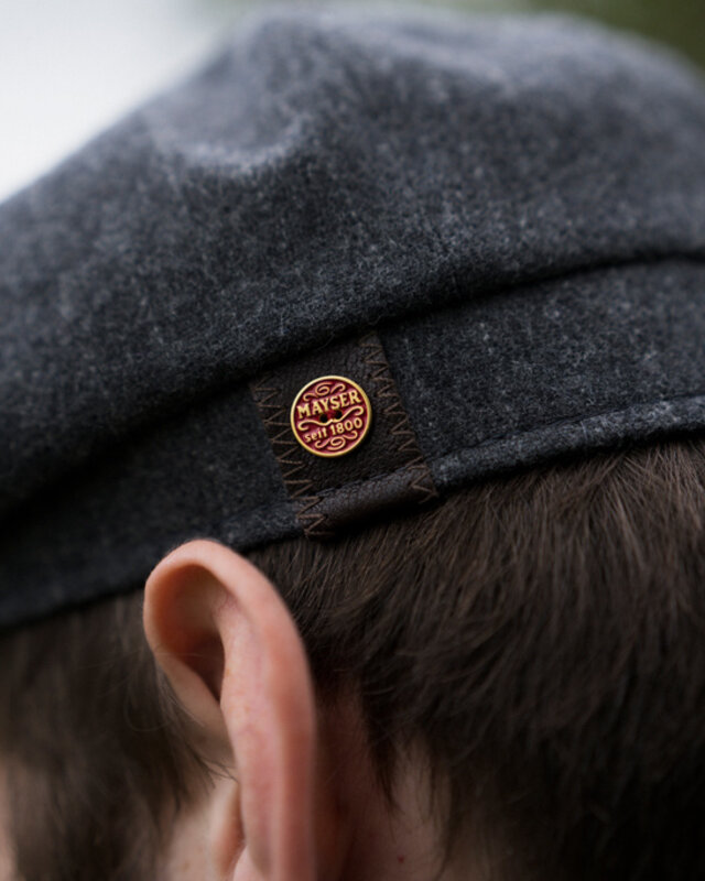 Mayser Men's Flat Cap | English Cap | Gray Striped | Vintage | 1920 | Mayser