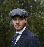 Mayser Herren Flatcap | Englische Kappe | Grau gestreift | Vintage | 1920 | Mayser