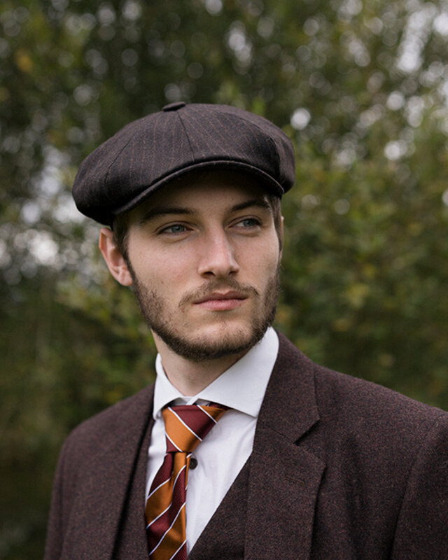 Mayser Gorra para hombres | Gorra inglesa | A rayas marrones | Vintage | 1920 | Mayser