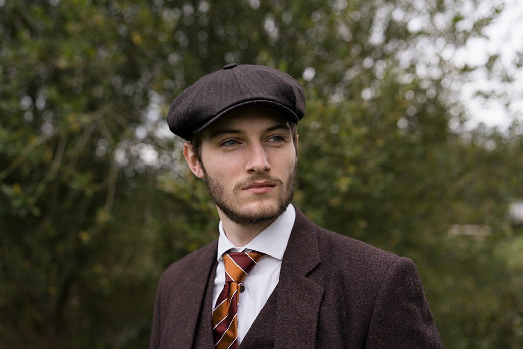 Mayser Men's Flat Cap | English Cap | Brown Striped | Vintage | 1920 | Mayser