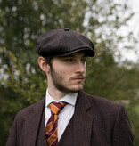 Mayser Heren Flatcap | Engelse cap | Bruin Gestreept | Vintage | 1920 | Mayser