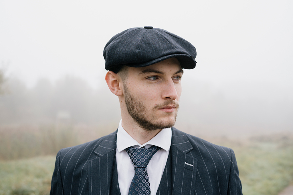 Mayser Premium Shelby pet | Blauw | Gestreept | 1920s stijl | Peaky Blinders