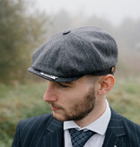 Mayser Heren Flatcap | Engelse cap | Grijs Gestreept | Vintage | 1920 | Mayser