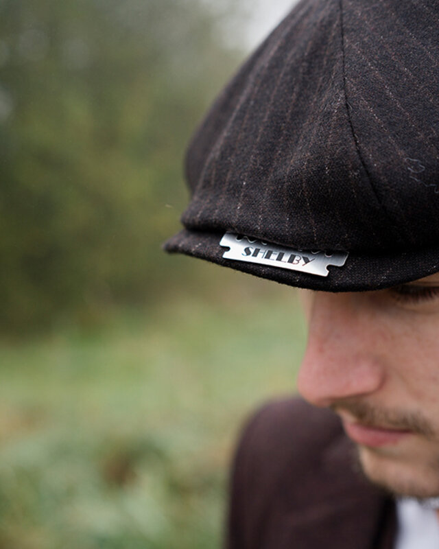 Mayser Herren Flatcap | Englische Kappe | Braun gestreift | Vintage | 1920 | Mayser