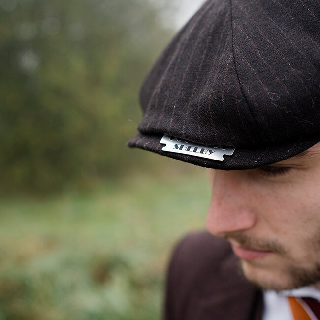 Mayser Heren Flatcap | Engelse cap | Bruin Gestreept | Vintage | 1920 | Mayser