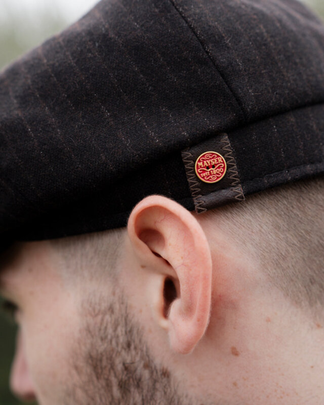 Mayser Men's Flat Cap | English Cap | Brown Striped | Vintage | 1920 | Mayser