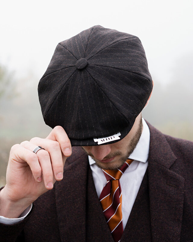 Mayser Gorra para hombres | Gorra inglesa | A rayas marrones | Vintage | 1920 | Mayser