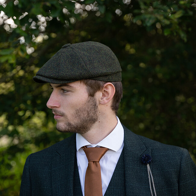 Heather Casquette Archie | Vert forêt | 8 panneaux | 100% laine Twill