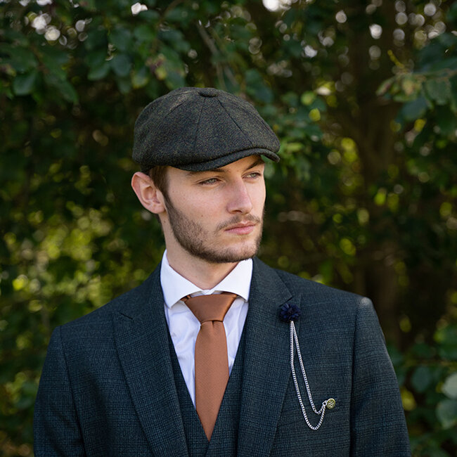 Heather Casquette Archie | Vert forêt | 8 panneaux | 100% laine Twill