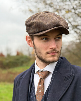 Heather Gorra Newsboy | Harris Tweed | 8-panels | Brown Blend