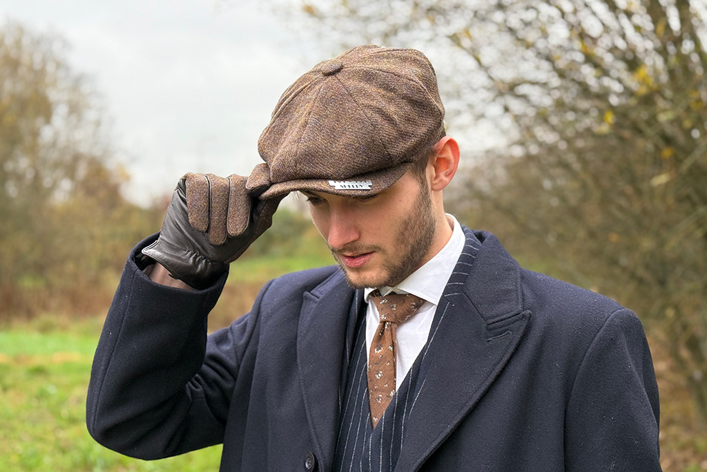 Heather Newsboy Cap | Harris Tweed | 8-panels | Brown Blend