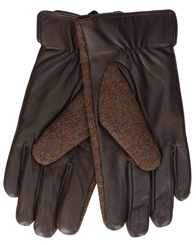 Heather Gloves Black | Harris Tweed | Brown-mix | for Men