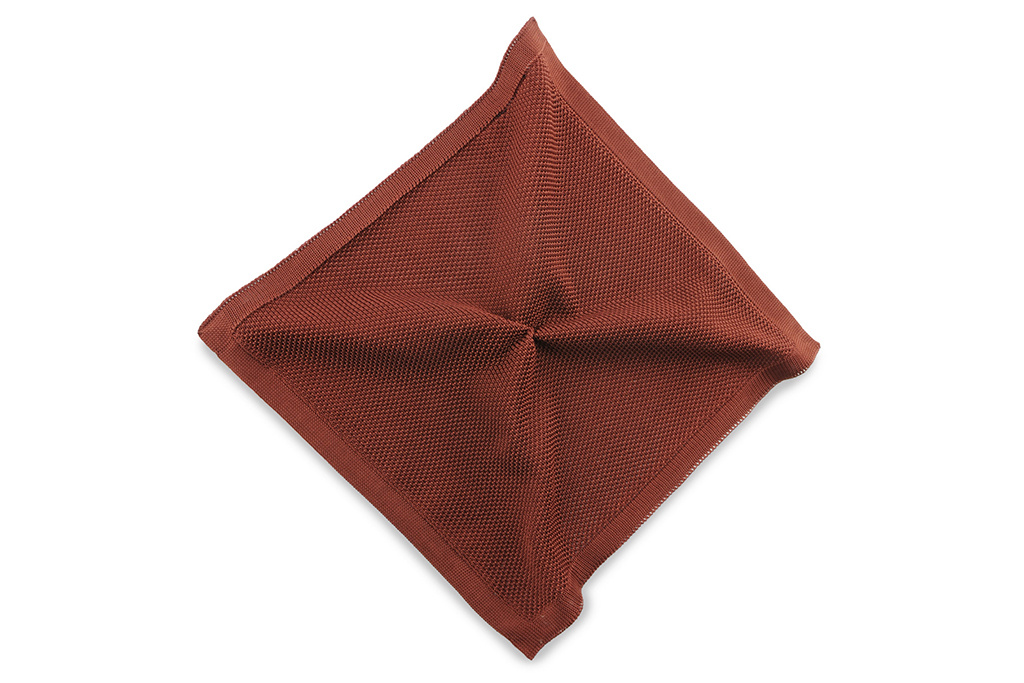 Sir Redman Luxury Pocket Square | Rust brown | knitted | for Men
