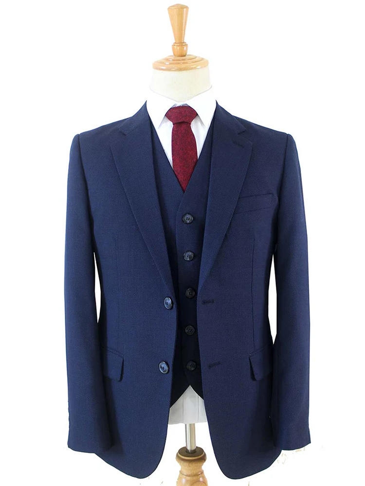 Costume sur mesure pour homme | Costume 3 pièces | Bleu foncé | Laine peignée | Léger et respirant