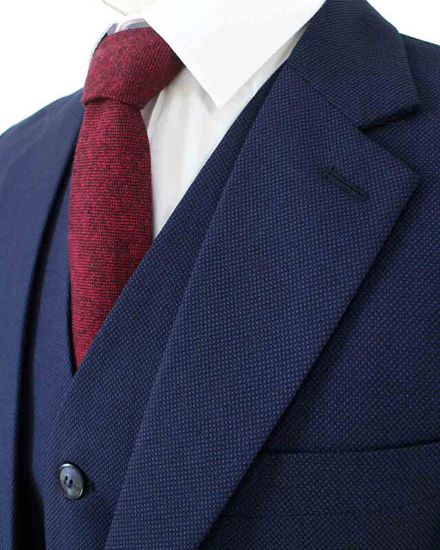 Costume sur mesure pour homme | Costume 3 pièces | Bleu foncé | Laine peignée | Léger et respirant