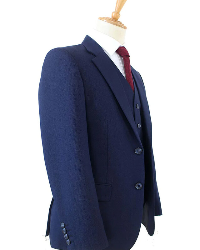 Costume sur mesure pour homme | Costume 3 pièces | Bleu foncé | Laine peignée | Léger et respirant