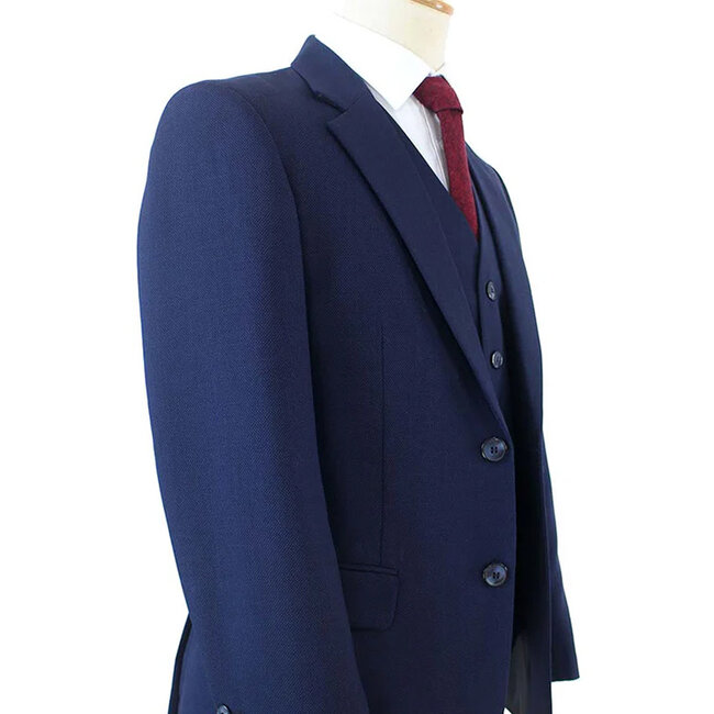 Costume sur mesure pour homme | Costume 3 pièces | Bleu foncé | Laine peignée | Léger et respirant
