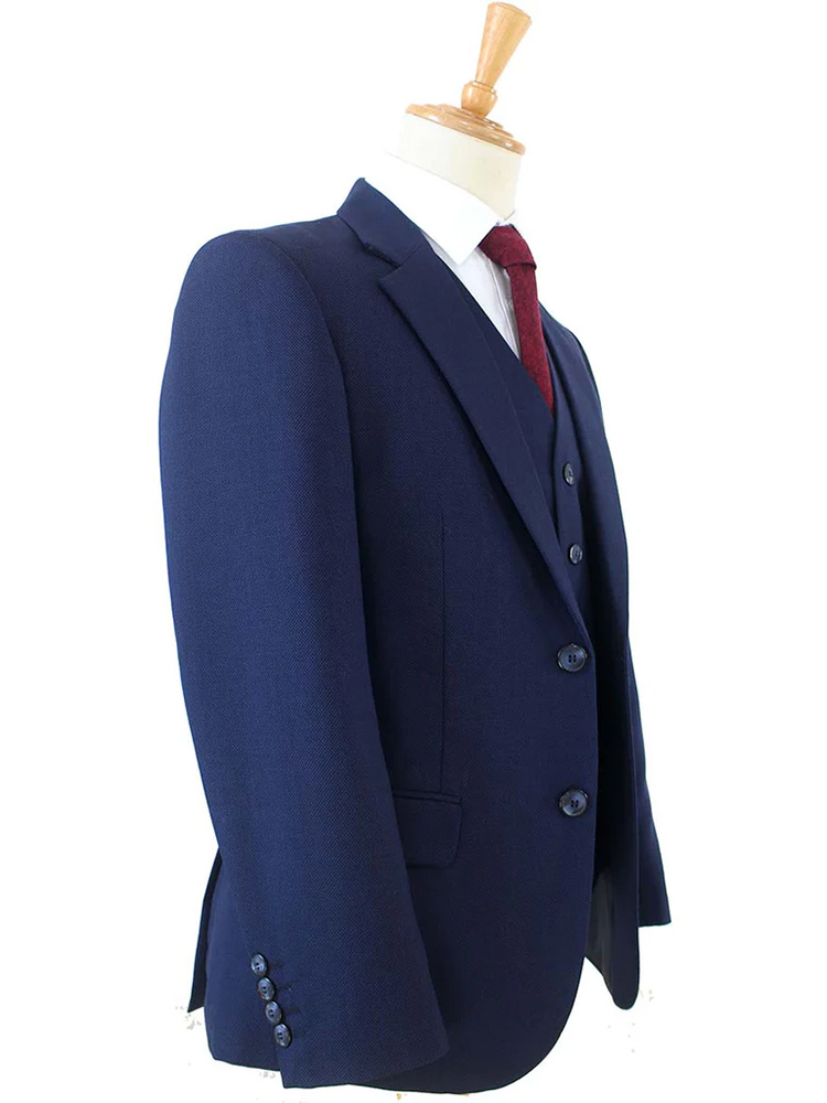 Costume sur mesure pour homme | Costume 3 pièces | Bleu foncé | Laine peignée | Léger et respirant