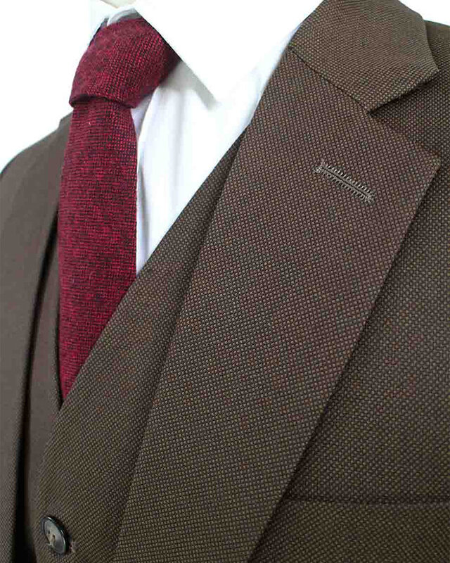 Men's tailored suit | 3-piece suit | Brown | worsted wool | Lightweight & breathable