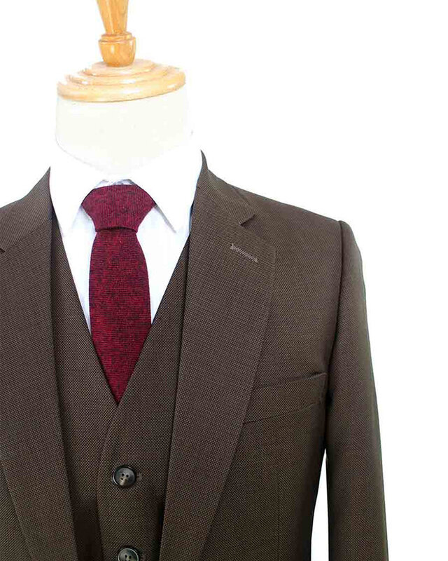 Men's tailored suit | 3-piece suit | Brown | worsted wool | Lightweight & breathable
