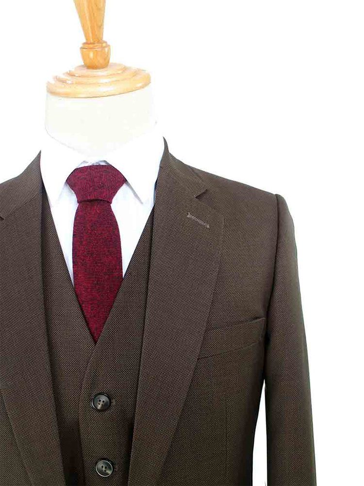 Traje sastre hombre | Traje 3 piezas | Marrón | Lana estambre | Ligero y transpirable