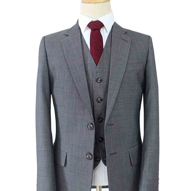 Costume sur mesure pour homme | Costume 3 pièces | Gris | Laine peignée | Léger et respirant