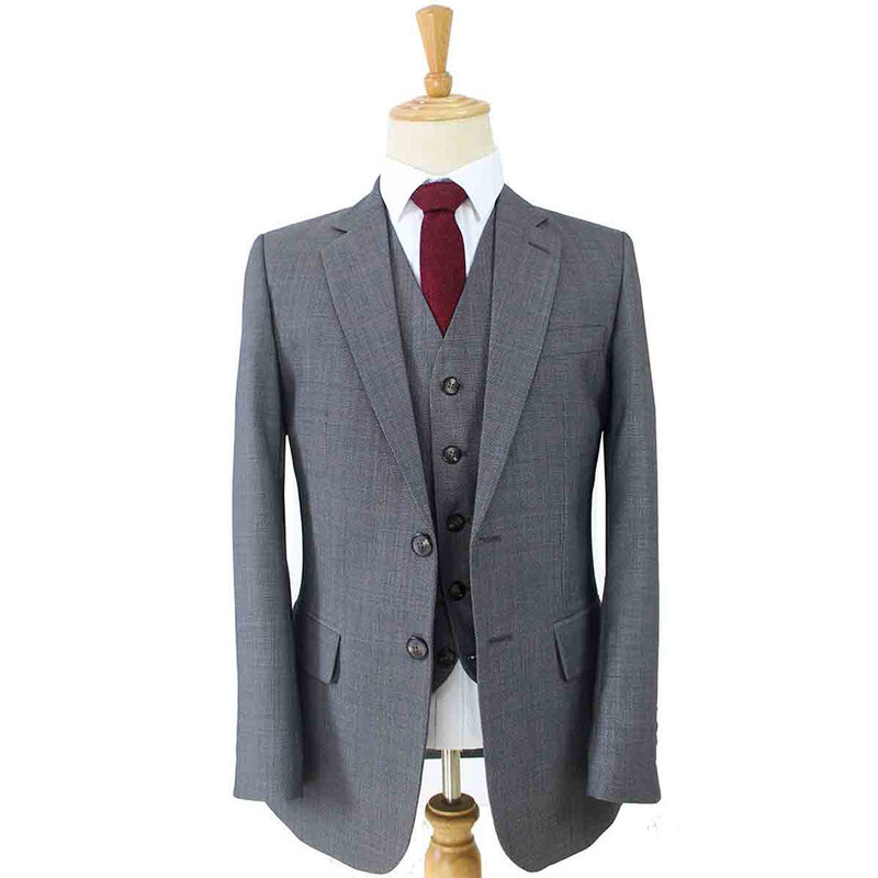 Traje sastre hombre | Traje 3 piezas | Gris | Lana estambre | Ligero y transpirable