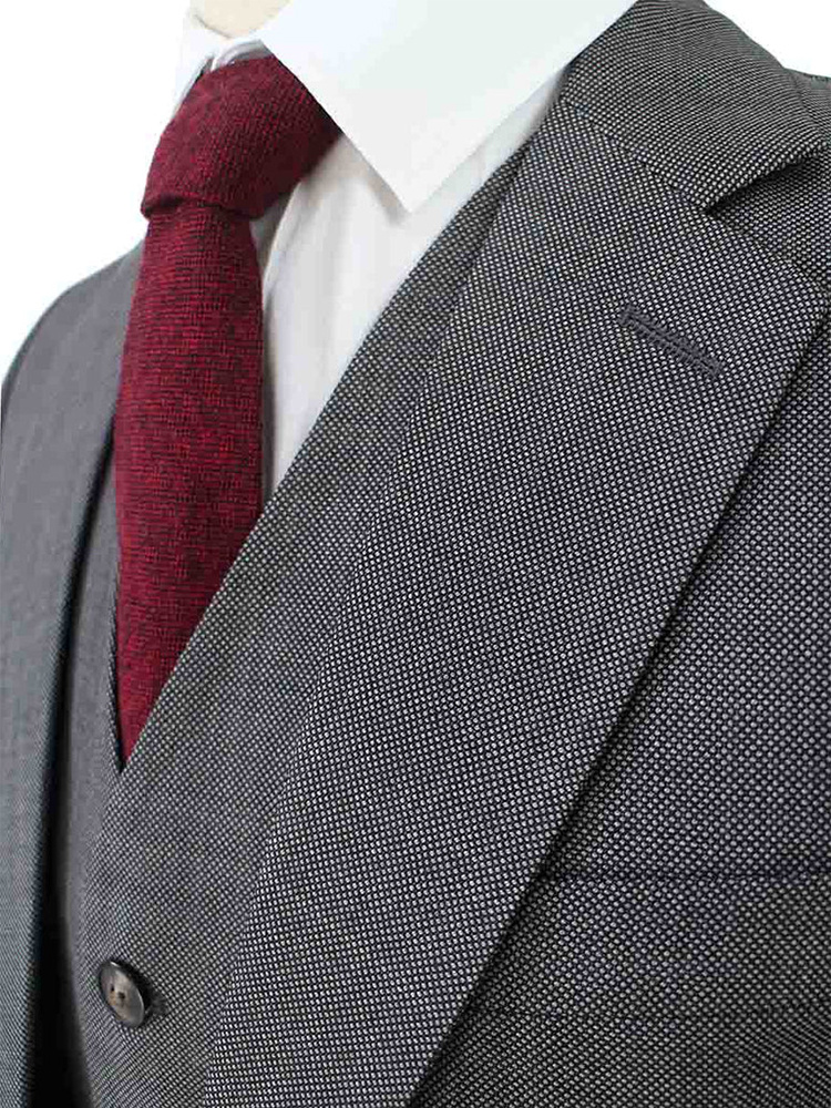 Men's tailored suit | 3-piece suit | Grey | worsted wool | Lightweight & breathable