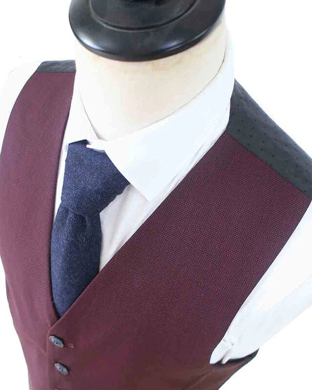 Traje sastre hombre | Traje 3 piezas | Vino tinto | Lana estambre | Ligero y transpirable