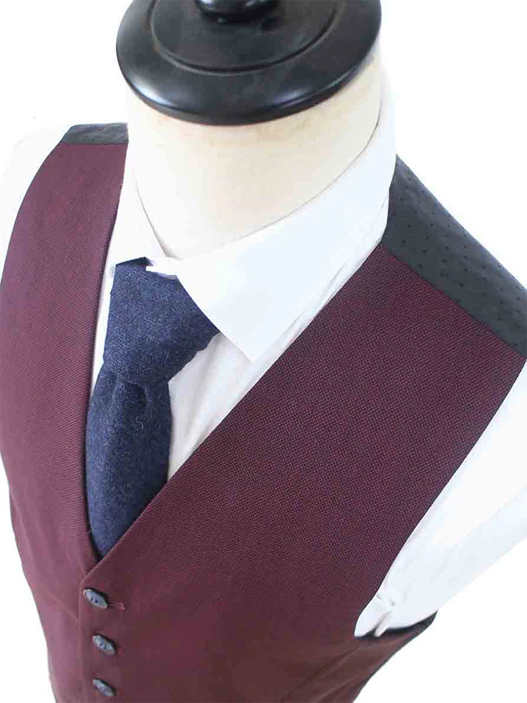 Traje sastre hombre | Traje 3 piezas | Vino tinto | Lana estambre | Ligero y transpirable