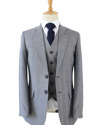 Costume Laine Peignée Gris Prince de Galles