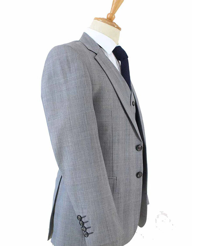 Men's tailored suit | 3-piece suit | Grey | worsted wool | Lightweight & breathable