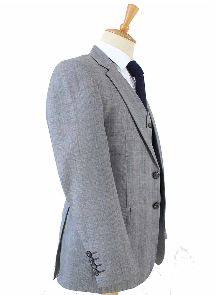 Men's tailored suit | 3-piece suit | Grey | worsted wool | Lightweight & breathable